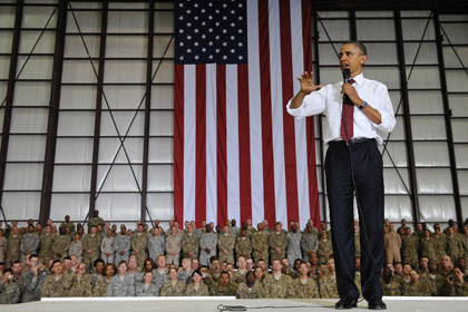 Барак Обама на американской базе в Баргаме
