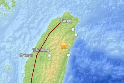 Эпицентр землетрясения, произошедшего на Тайване 7 марта