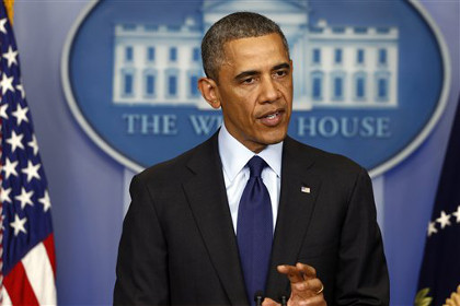 Барак Обама во время выступления, посвященного поимке Джохара Царнаева