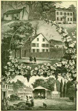 Гравюра, изображающая Джермантаун, город в Пенсильвании (ок. 1820 г.)
