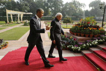 Барак Обама с премьер-министром Индии Нарендрой Моди