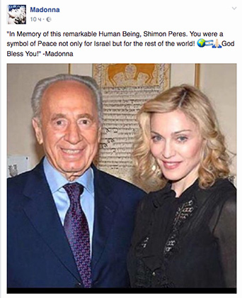 Мадонна почтила память Шимона Переса флагом Аргентины